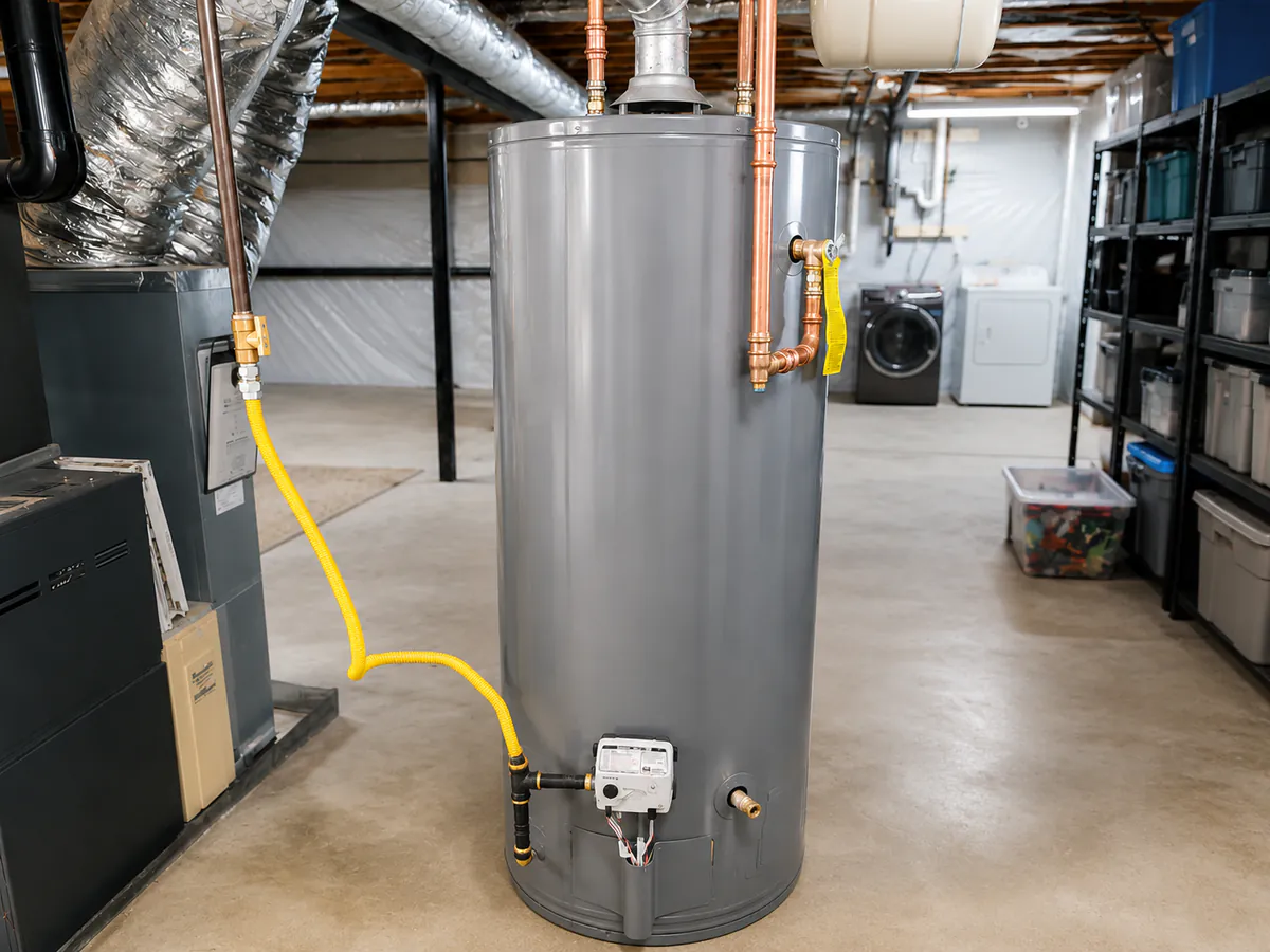 Water heater installed by A&G in a Marietta basement